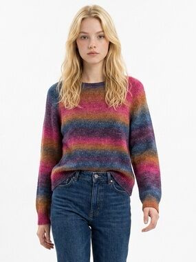 BB Dakota by Steve Madden Women's 2XL Pink Ombre‎ Pullover Sweater Crew Neck